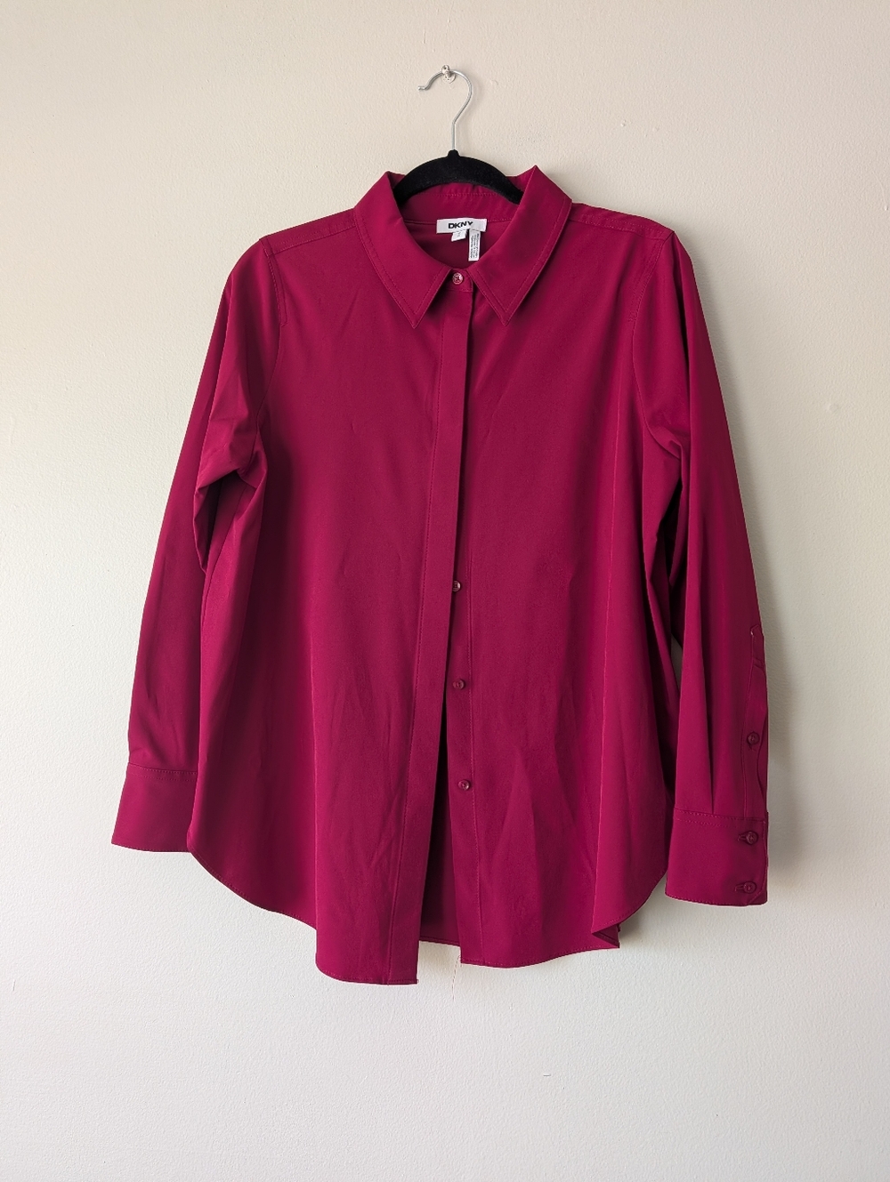 DKNY Deep Burgundy Button-Up Blouse